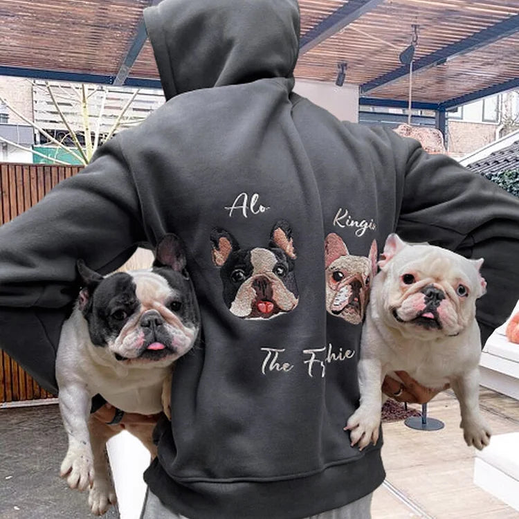 Felpa con cappuccio personalizzata ricamata con testa personalizzata, regalo carino per gli amanti degli animali