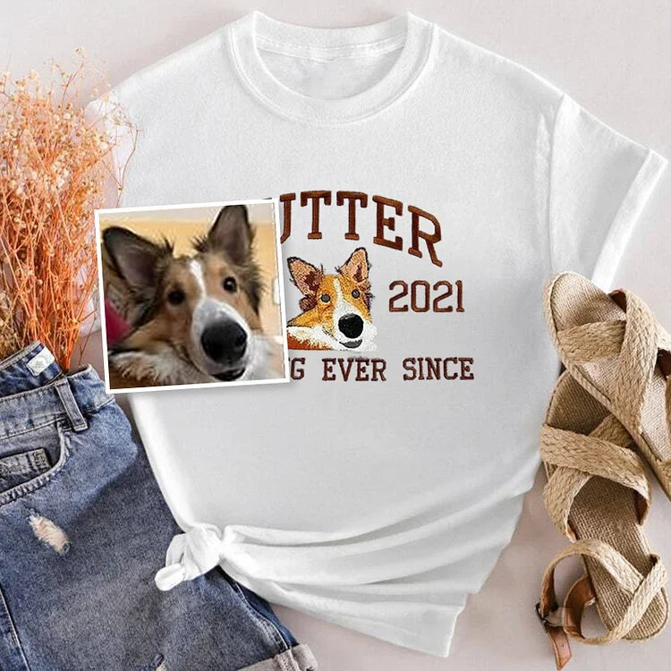 Felpa personalizzata con ricamo per animali domestici, cane/gatto personalizzato con ricamo fotografico, felpa con cappuccio/scollo rotondo personalizzata
