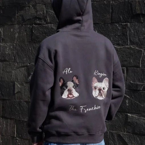 Felpa con cappuccio personalizzata ricamata con testa personalizzata, regalo carino per gli amanti degli animali