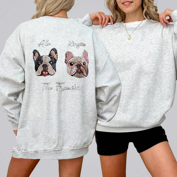 Felpa con cappuccio personalizzata ricamata con testa personalizzata, regalo carino per gli amanti degli animali