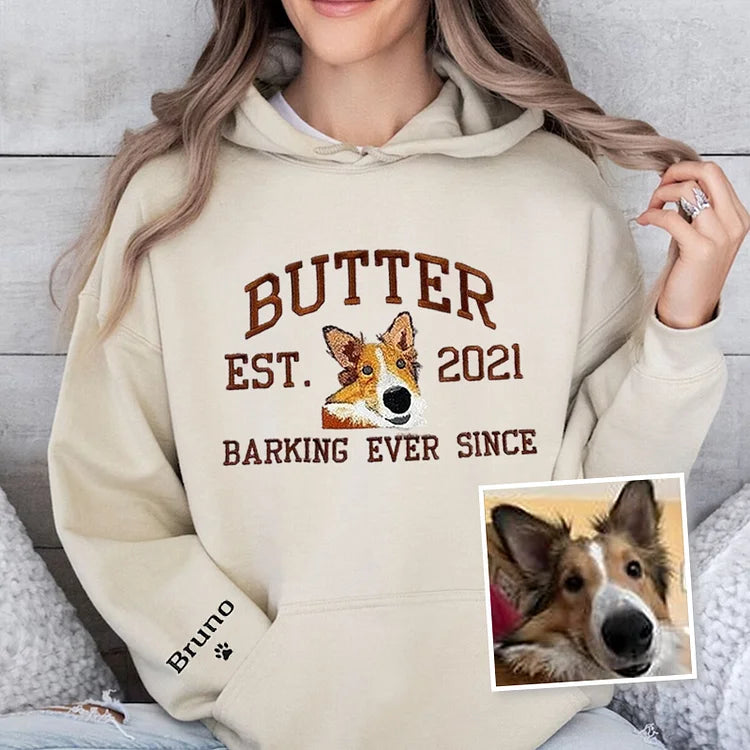 Felpa personalizzata con ricamo per animali domestici, cane/gatto personalizzato con ricamo fotografico, felpa con cappuccio/scollo rotondo personalizzata
