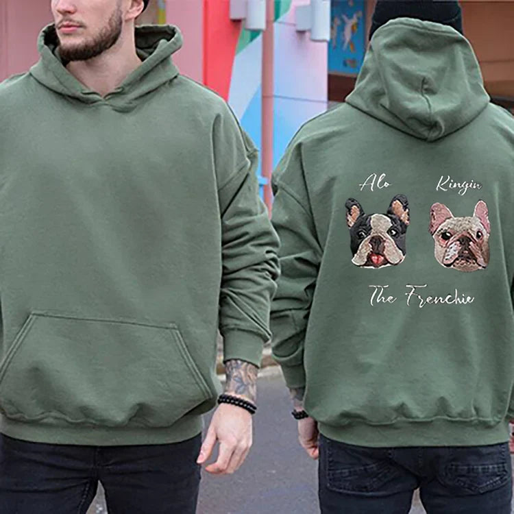 Felpa con cappuccio personalizzata ricamata con testa personalizzata, regalo carino per gli amanti degli animali