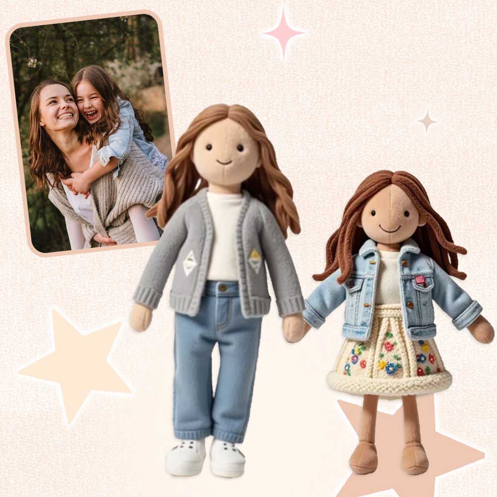 Portachiavi di peluche personalizzato con foto di famiglia