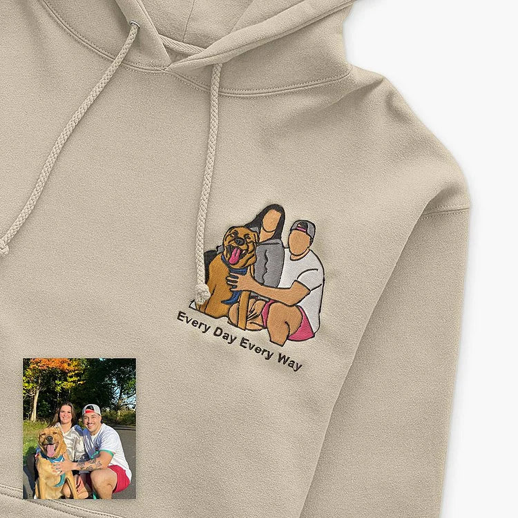 Felpa con cappuccio e maglietta con ricamo fotografico personalizzato per cane/gatto.
