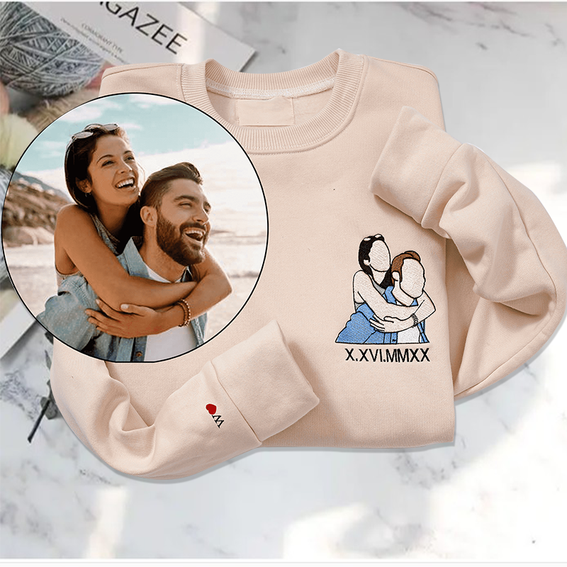 Felpa con ritratto ricamato personalizzato, felpa con cappuccio con foto personalizzata, felpa per lui
