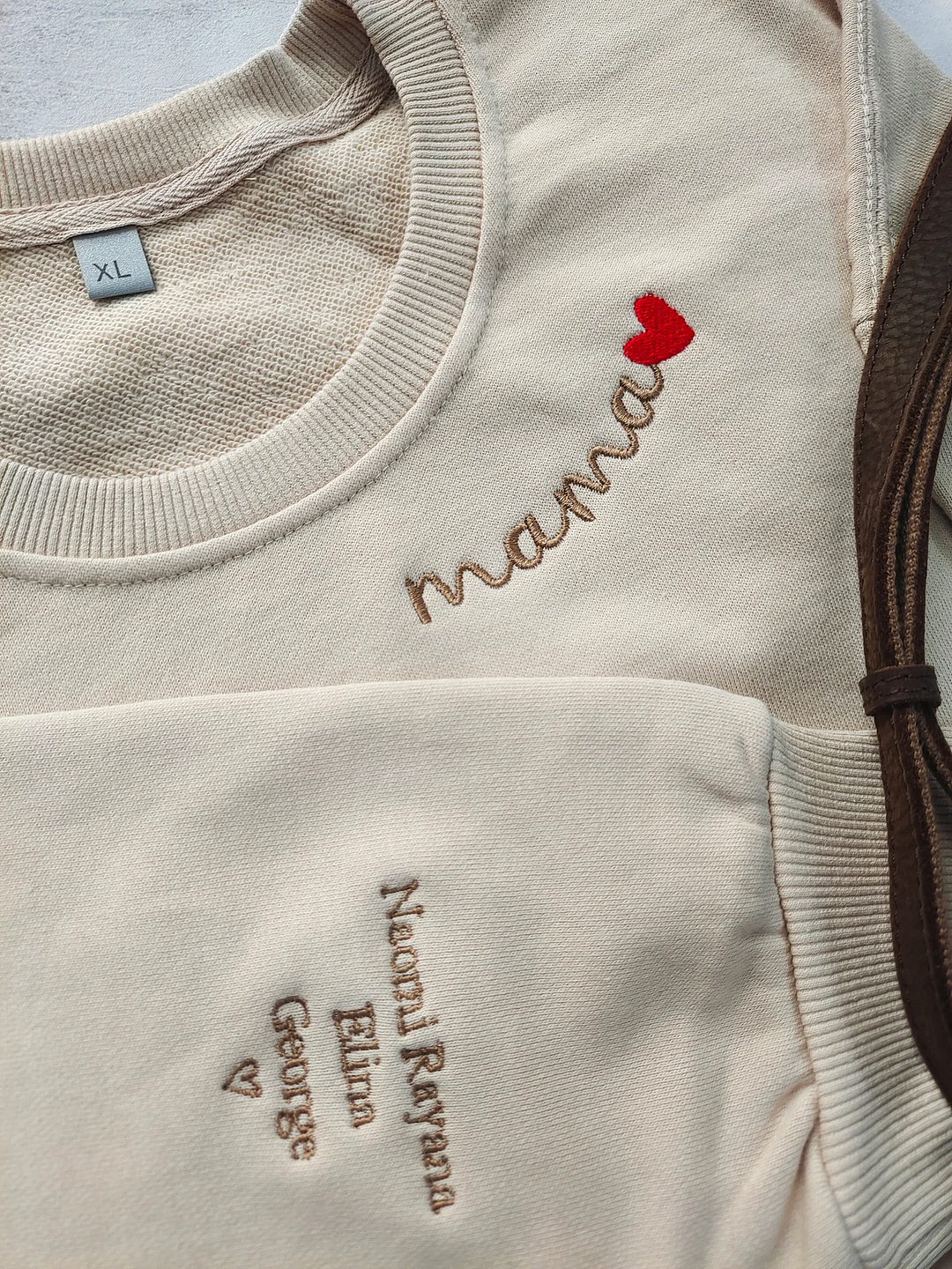 Felpa Personalizzata Con Ricamo "Mamma", Girocollo Personalizzato Con Nomi Di Bambini
