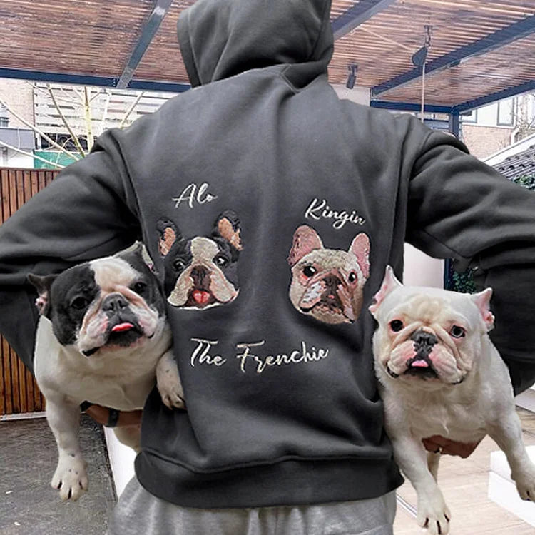 Felpa con cappuccio personalizzata ricamata con testa personalizzata, regalo carino per gli amanti degli animali