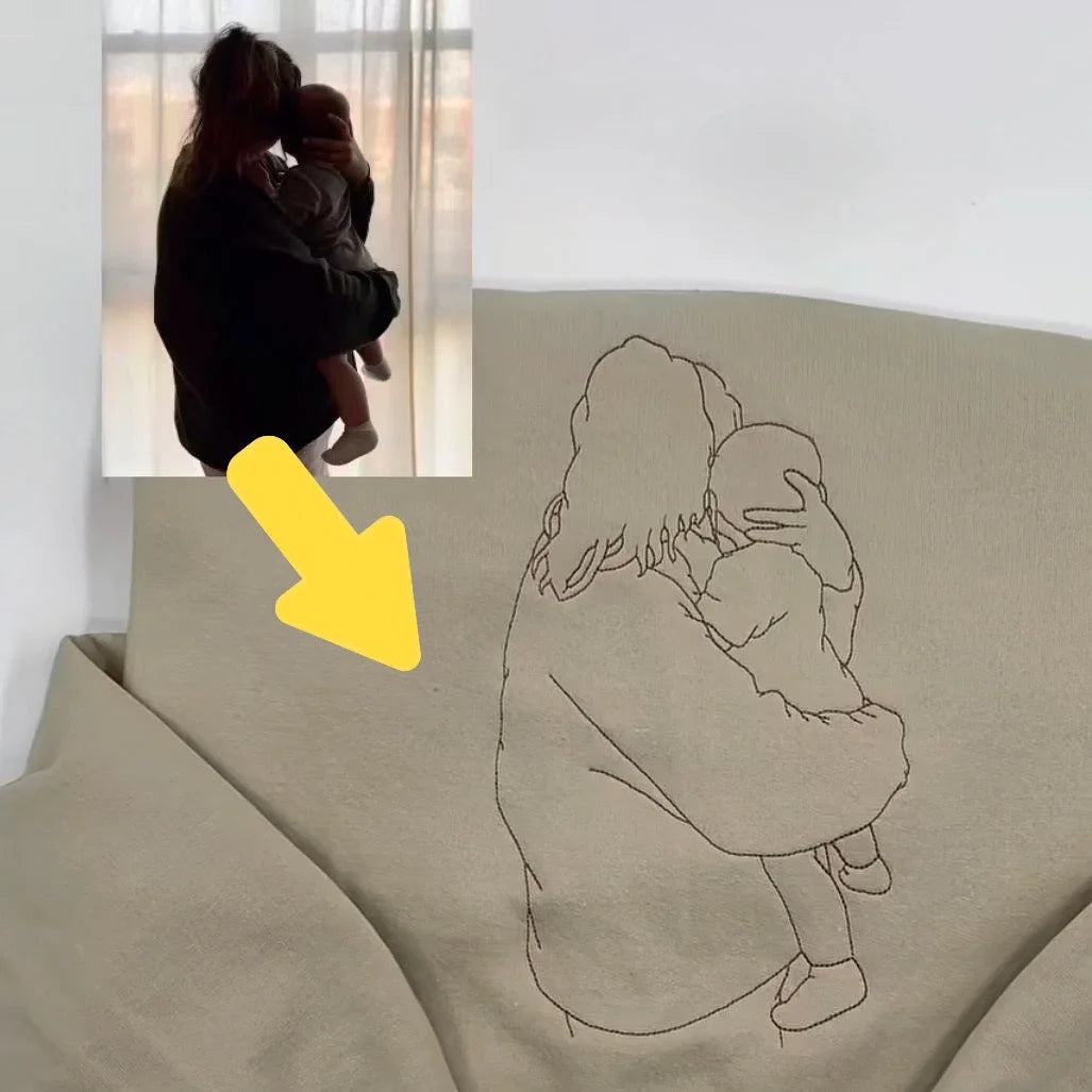 Felpa Con Ritratto Fotografico Personalizzato Ricamato, Regalo Per La Festa Della Mamma