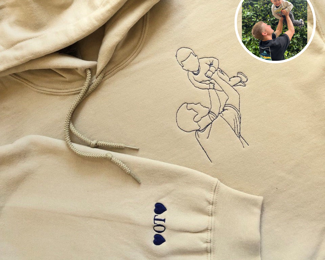 Felpa Con Foto Personalizzata Ricamata, Regali Unici Per Papà, Felpa Con Cappuccio Ricamata Per Papà