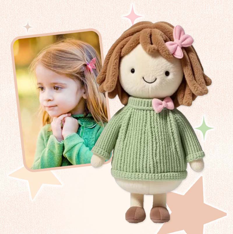 Portachiavi di peluche personalizzato con foto di bambino