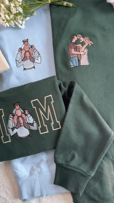 Felpa personalizzata con ricamo fotografico di mamma e papà, maglietta universitaria personalizzata con ricamo T-Decameron, modulo regalo OM