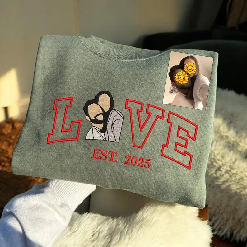 Felpe con cappuccio personalizzate per coppie con cuore - Ricamo in feltro per San Valentino