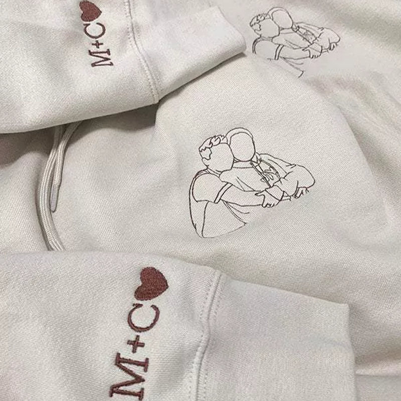 Coppia personalizzata - Disegno di famiglia su una linea, regalo personalizzato per San Valentino, regalo per anniversario di matrimonio, ritratto singolo da foto