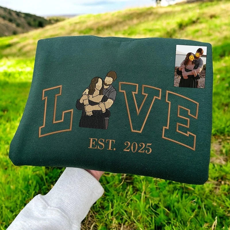 Felpe con cappuccio personalizzate per coppie con cuore - Ricamo in feltro per San Valentino