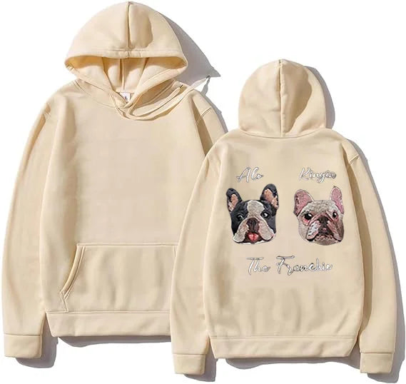 Felpa con cappuccio personalizzata ricamata con testa personalizzata, regalo carino per gli amanti degli animali