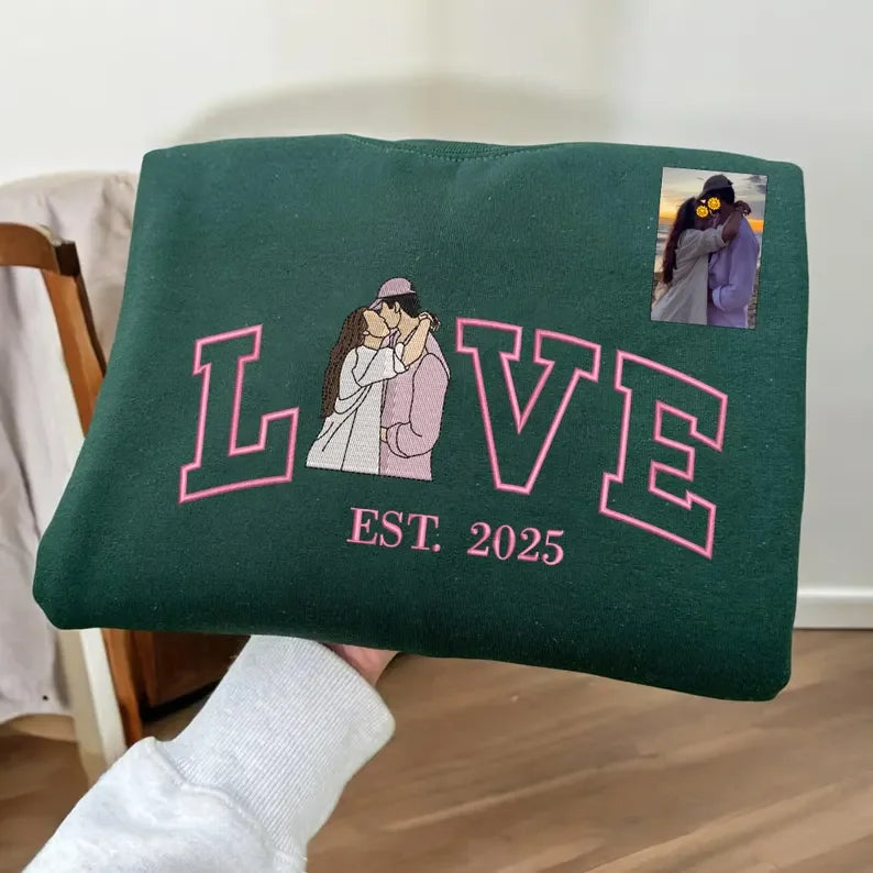 Felpe con cappuccio personalizzate per coppie con cuore - Ricamo in feltro per San Valentino