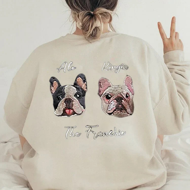 Felpa con cappuccio personalizzata ricamata con testa personalizzata, regalo carino per gli amanti degli animali
