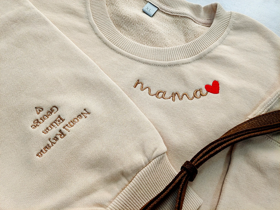 Felpa Personalizzata Con Ricamo "Mamma", Girocollo Personalizzato Con Nomi Di Bambini