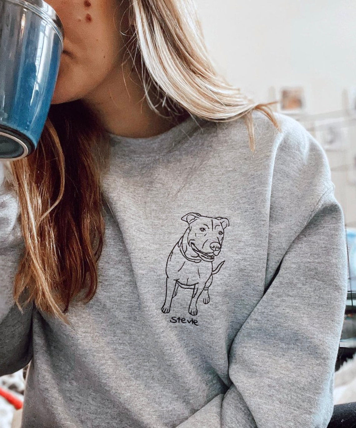 Felpa girocollo con ritratto di animale domestico personalizzato, regalo con volto di animale domestico personalizzato