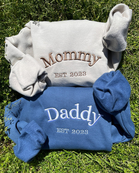 Felpa girocollo ricamata "La mamma non ha papà", felpa "Io sono silenzioso", maglione premaman, regalo per la mamma e il papà, idea regalo per baby shower, neonato