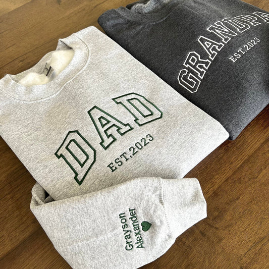 Felpa Ricamata Con Nome, Maglietta Del Nonno Con Data, Maglietta Del Papà Con Il Miglior Anno, Regalo Per Neopapà, Regalo Per La Festa Del Papà
