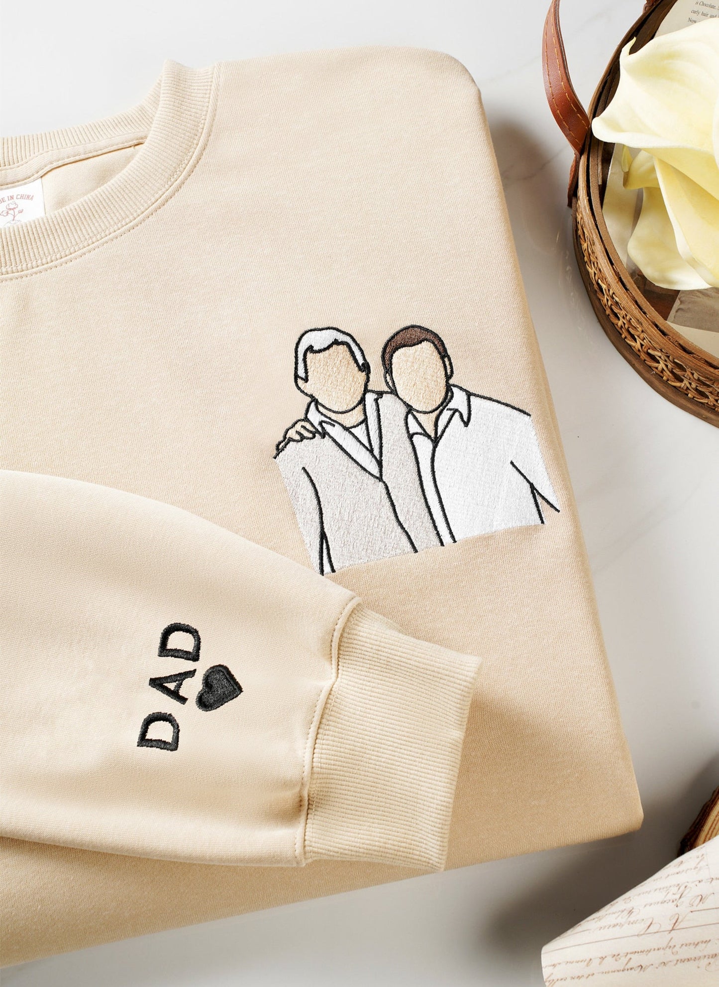 Felpa Personalizzata Ricamata Per Papà Con Nomi Dei Bambini Sulla Manica, Regalo Di Natale Personalizzato Per Papà, Regali Per La Festa Del Papà