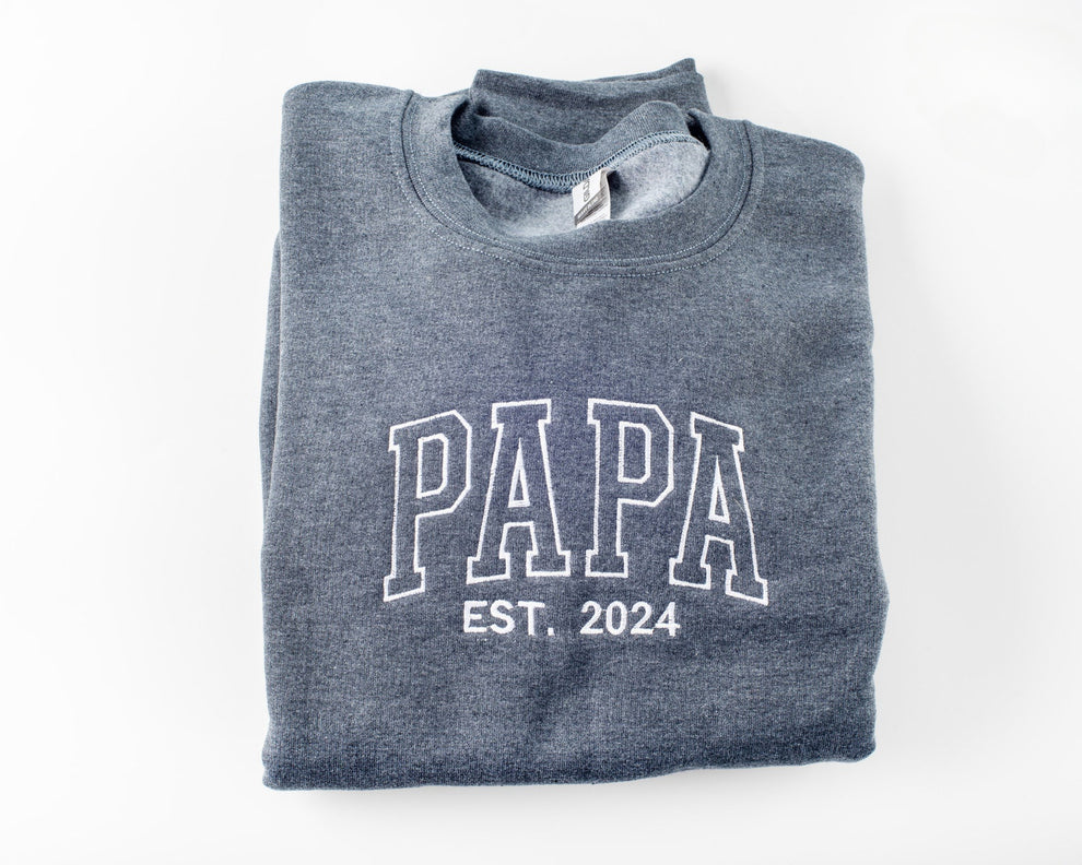 Felpa Con Ricamo "Papà Est", Regali Ricamati Per Il Papà, Maglietta Regalo Per Neopapà