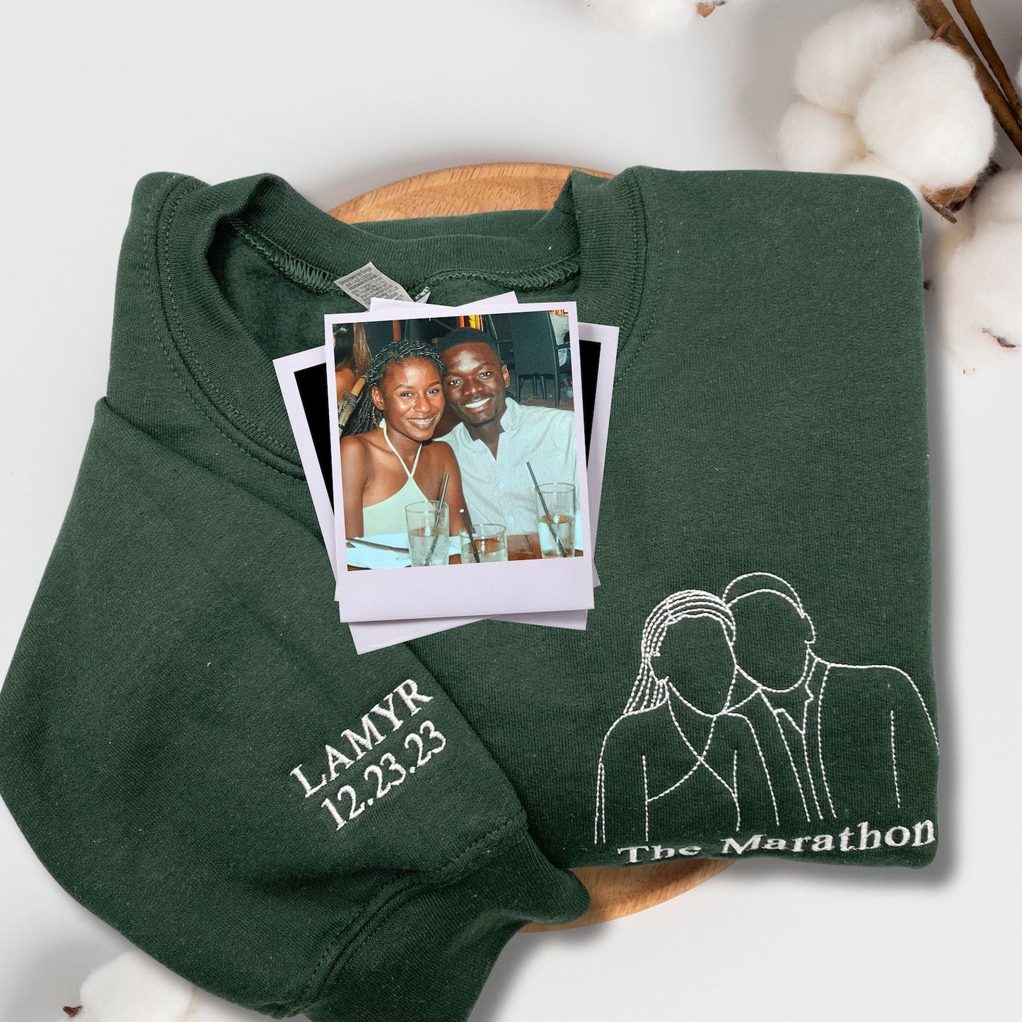 Felpa con ritratto personalizzato ricamato da foto, maglietta con ritratto di coppia, ritratto di matrimonio, felpa con cappuccio coordinata per coppia, regalo di anniversario per la moglie