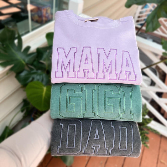 Felpa Personalizzata Ricamata Comfort Colors, Felpa Per Mamma, Regalo Per Papà Om, Regalo Per Nonna, Zia Ricamata, Testo Personalizzato Con Blocco College
