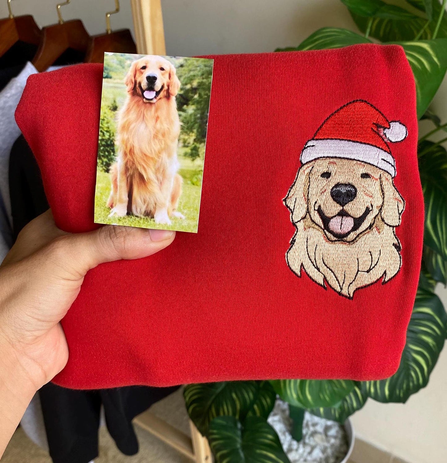 Felpa personalizzata con ricamo per animali domestici, felpa con il volto del tuo animale domestico, cappello da Babbo Natale per cani, regali per gli amanti dei cani