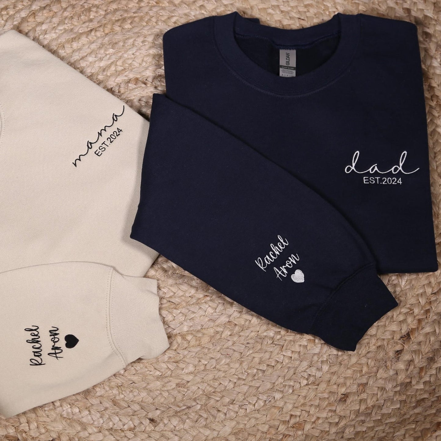 Felpa Personalizzata Con Ricamo Per Mamma E Papà, Felpa Con Cappuccio Personalizzata Per Mamma E Papà Con Nome Ons Eve, Completo Per Baby Shower, Regali Per Neomamme E Papà