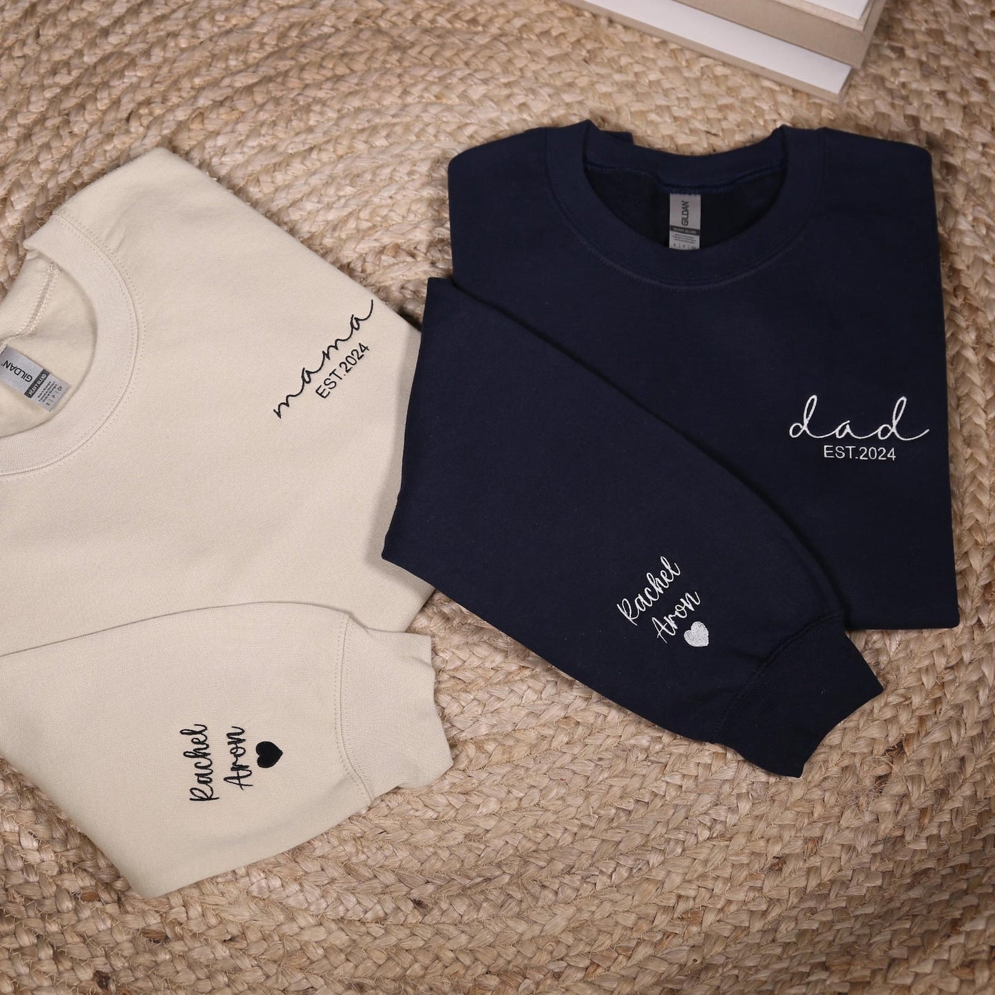 Felpa Personalizzata Con Ricamo Per Mamma E Papà, Felpa Con Cappuccio Personalizzata Per Mamma E Papà Con Nome Ons Eve, Completo Per Baby Shower, Regali Per Neomamme E Papà