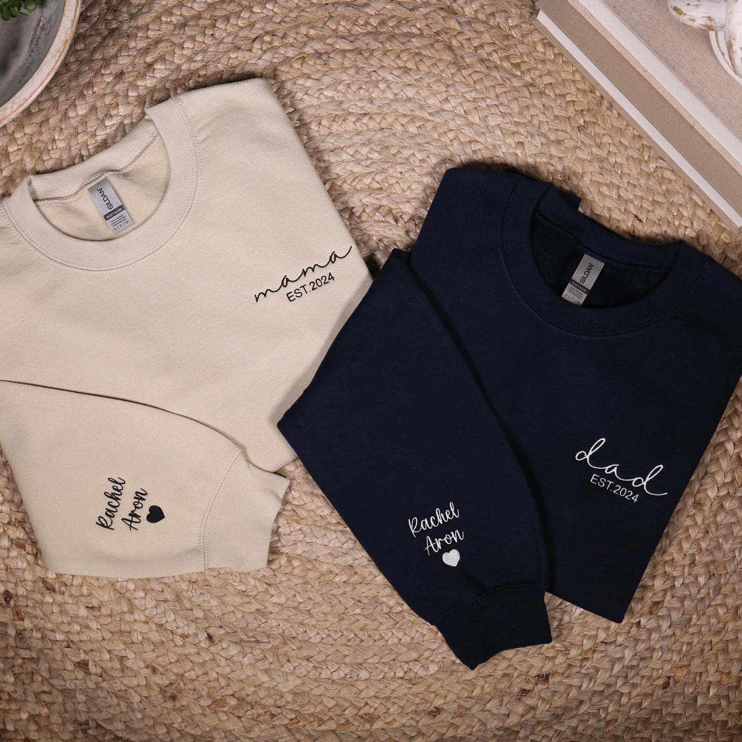 Felpa Personalizzata Con Ricamo Per Mamma E Papà, Felpa Con Cappuccio Personalizzata Per Mamma E Papà Con Nome Ons Eve, Completo Per Baby Shower, Regali Per Neomamme E Papà
