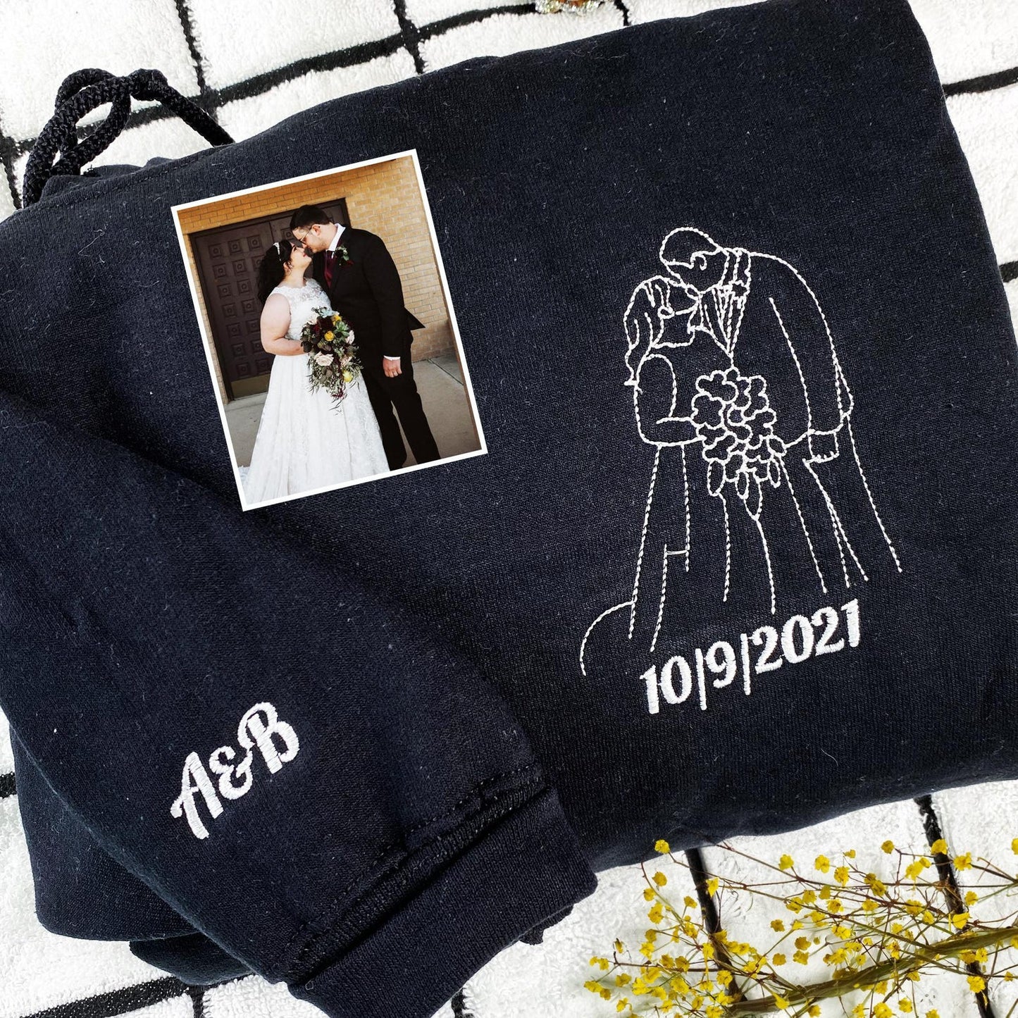 Felpa personalizzata con ritratto ricamato da foto, felpe ricamate per coppie, regalo personalizzato per coppia, regalo di Natale per coppia