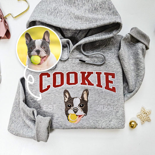 Felpa con cappuccio e ricamo personalizzato con il nome del tuo cane, regalo per il proprietario del cane.