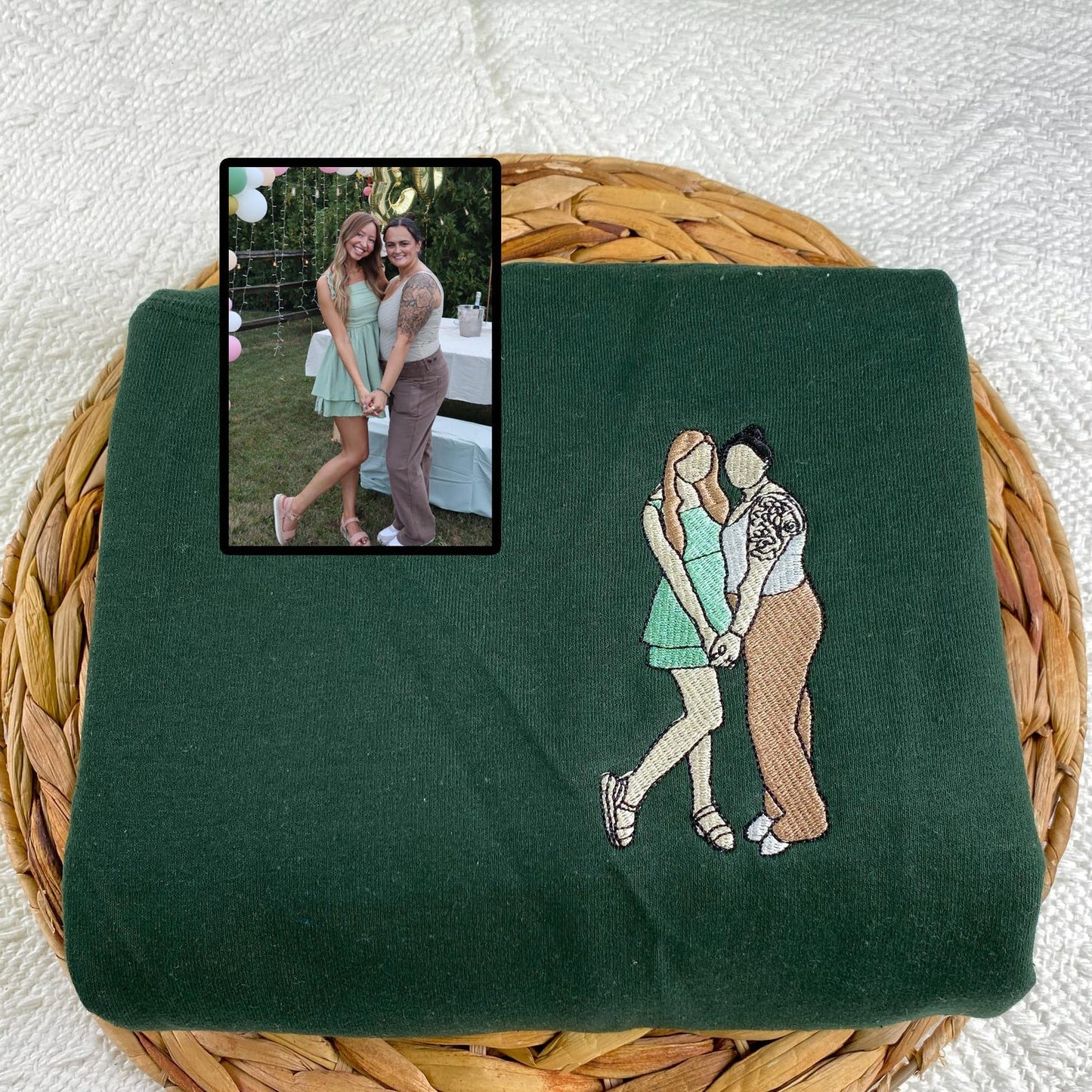 Felpa personalizzata con ritratto ricamato da foto, girocollo per coppia, maglietta per anniversario, regalo di compleanno per coppia per fidanzata, fidanzato, LGBT
