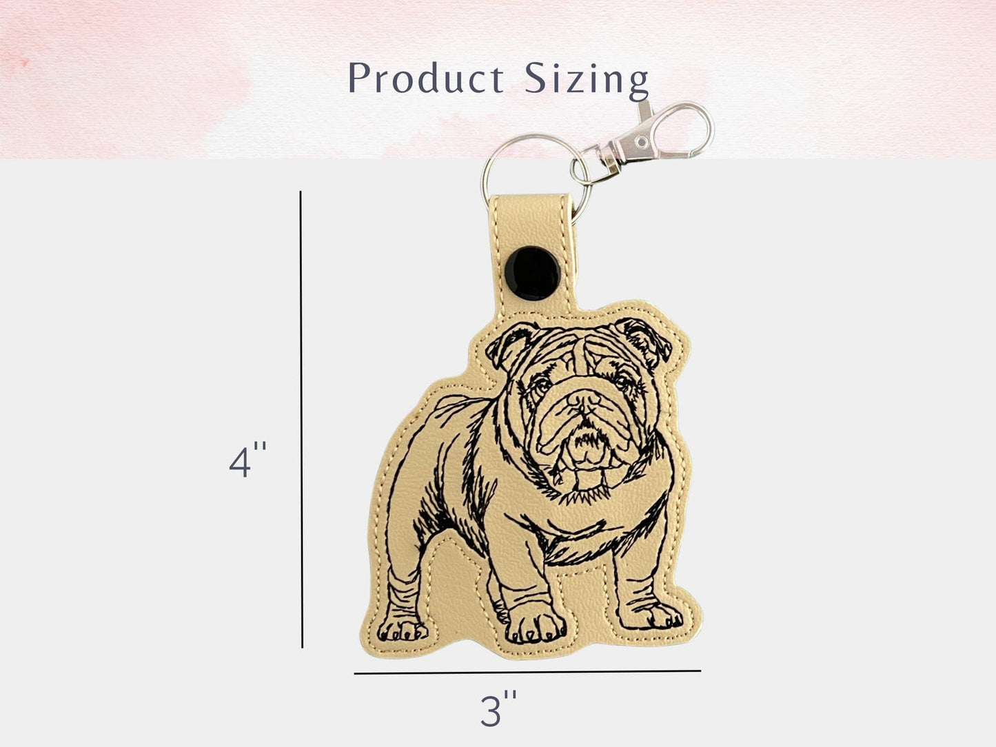 Portachiavi Con Ritratto Di Bulldog: Portachiavi O Ciondolo Per Borsa Con Cane Ricamato, Opzioni Di Colore Personalizzabili, Ottimo Regalo Per Chi Ha Un Animale Domestico.