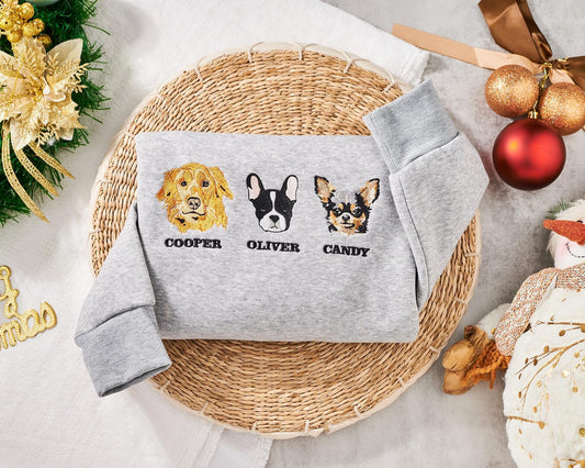 Maglietta personalizzata ricamata per animali domestici, felpa con cappuccio, felpa ricamata personalizzata, regalo per le vacanze, felpa ricamata, regalo per gli amici