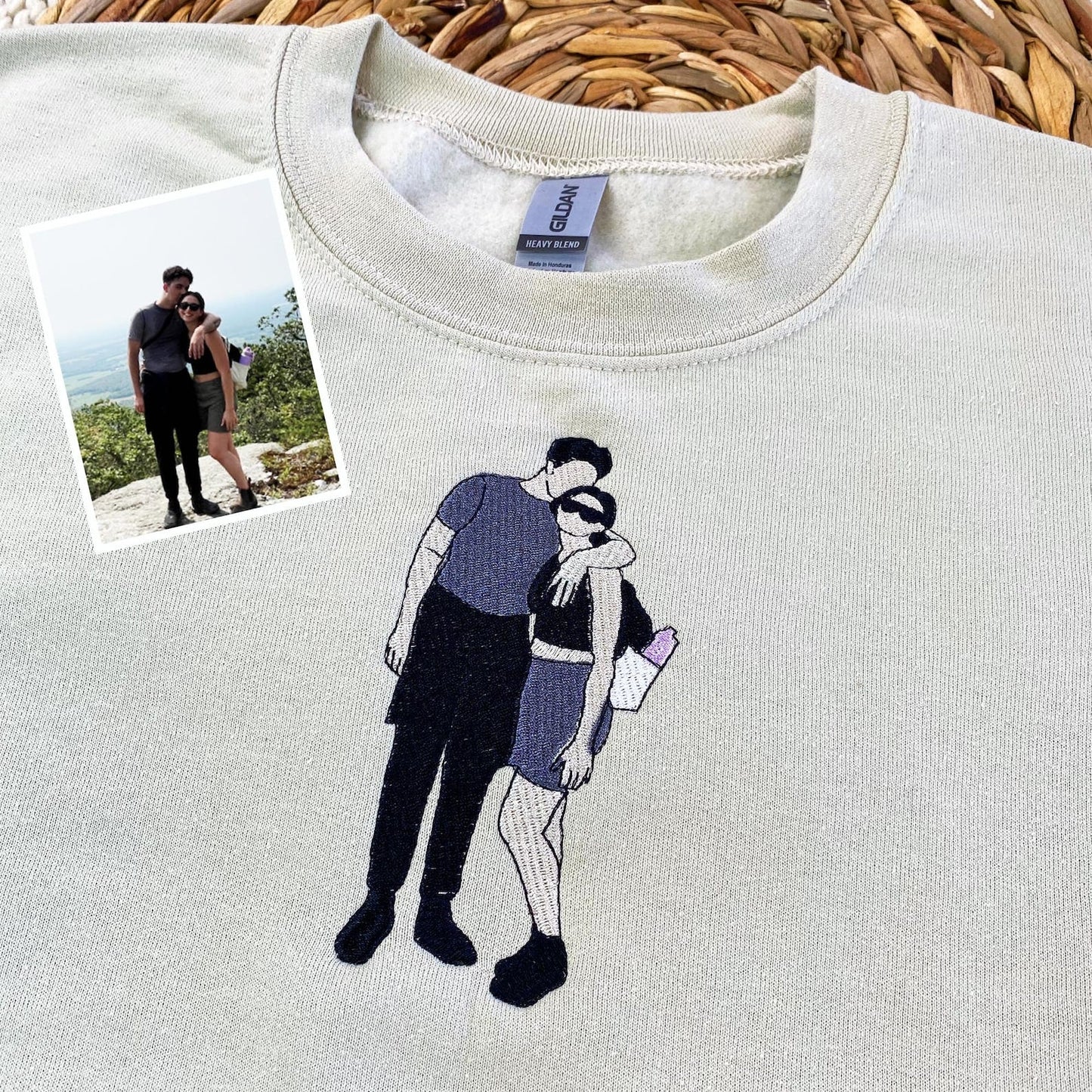 Felpa con cappuccio personalizzata con ricamo per coppia, felpa con ritratto personalizzato da foto, felpa per coppia, regalo di anniversario, regalo personalizzato per coppia