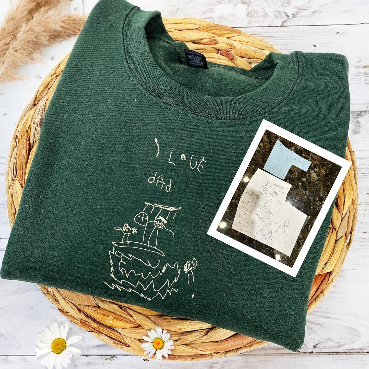 Felpa con disegno personalizzato ricamato per bambini - Regali personalizzati MOMA per tuo padre, maglietta con ritratto