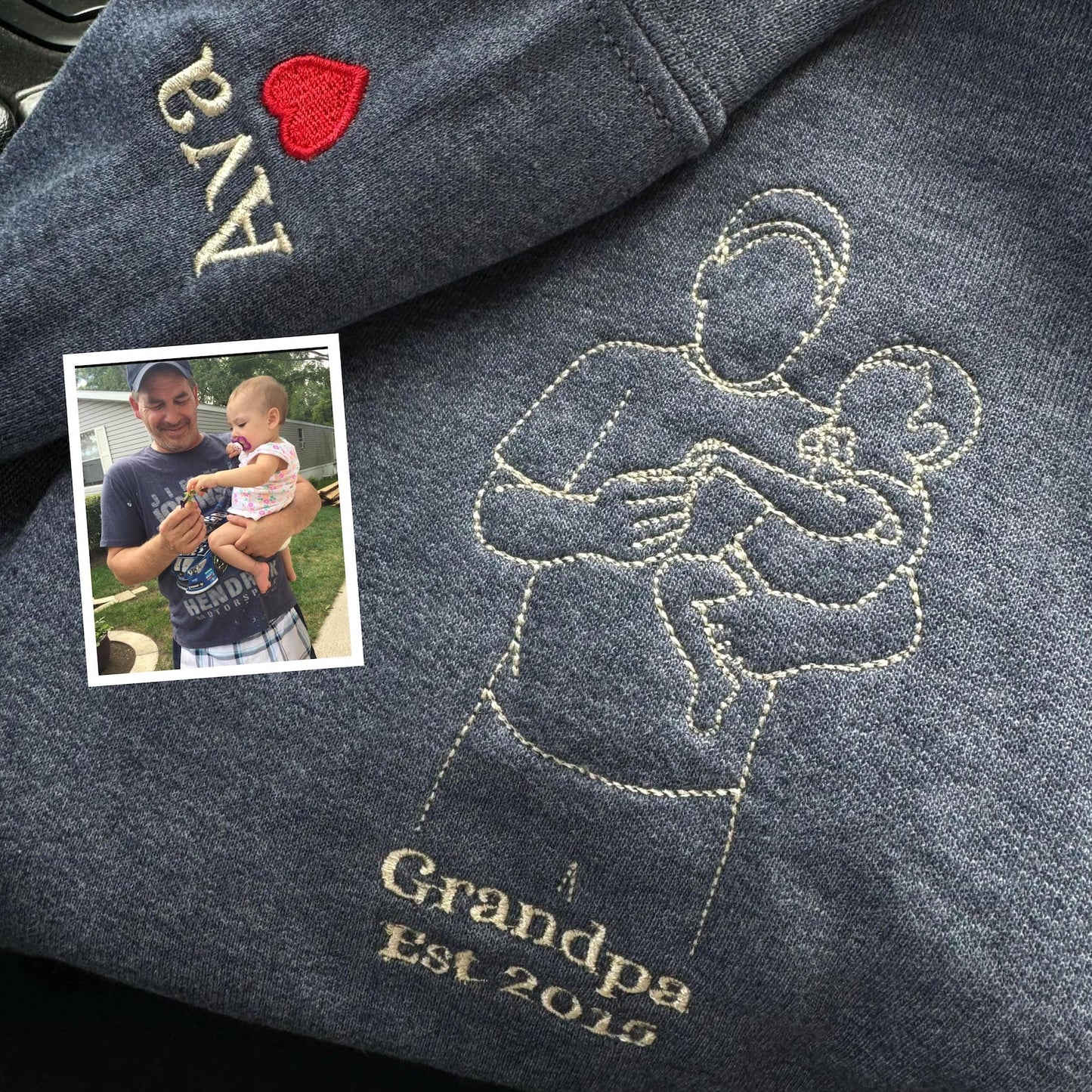 Felpa Con Cappuccio Personalizzata Ricamata Per Papà E Figlia | Felpa Personalizzata Per Papà | Felpa Con Cappuccio Per Papà | Foto Di Famiglia | Ritratto Di Famiglia | Regalo Di Natale