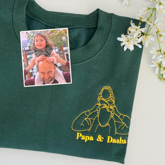 Felpa Con Cappuccio Personalizzata Ricamata Per Papà E Figlia | Felpa Personalizzata Per Papà | Felpa Con Cappuccio Per Papà | Foto Di Famiglia | Ritratto Di Famiglia | Regalo Di Natale