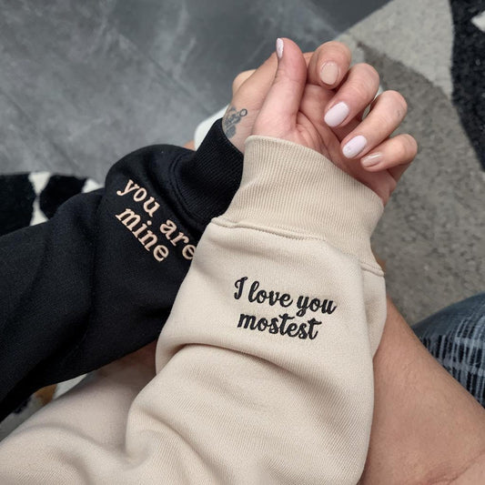 Felpa con cappuccio o girocollo ricamata personalizzata, regalo di coppia per anniversario, fidanzato/a LGBTQ, compleanno, matrimonio, felpe abbinate, regalo per lei