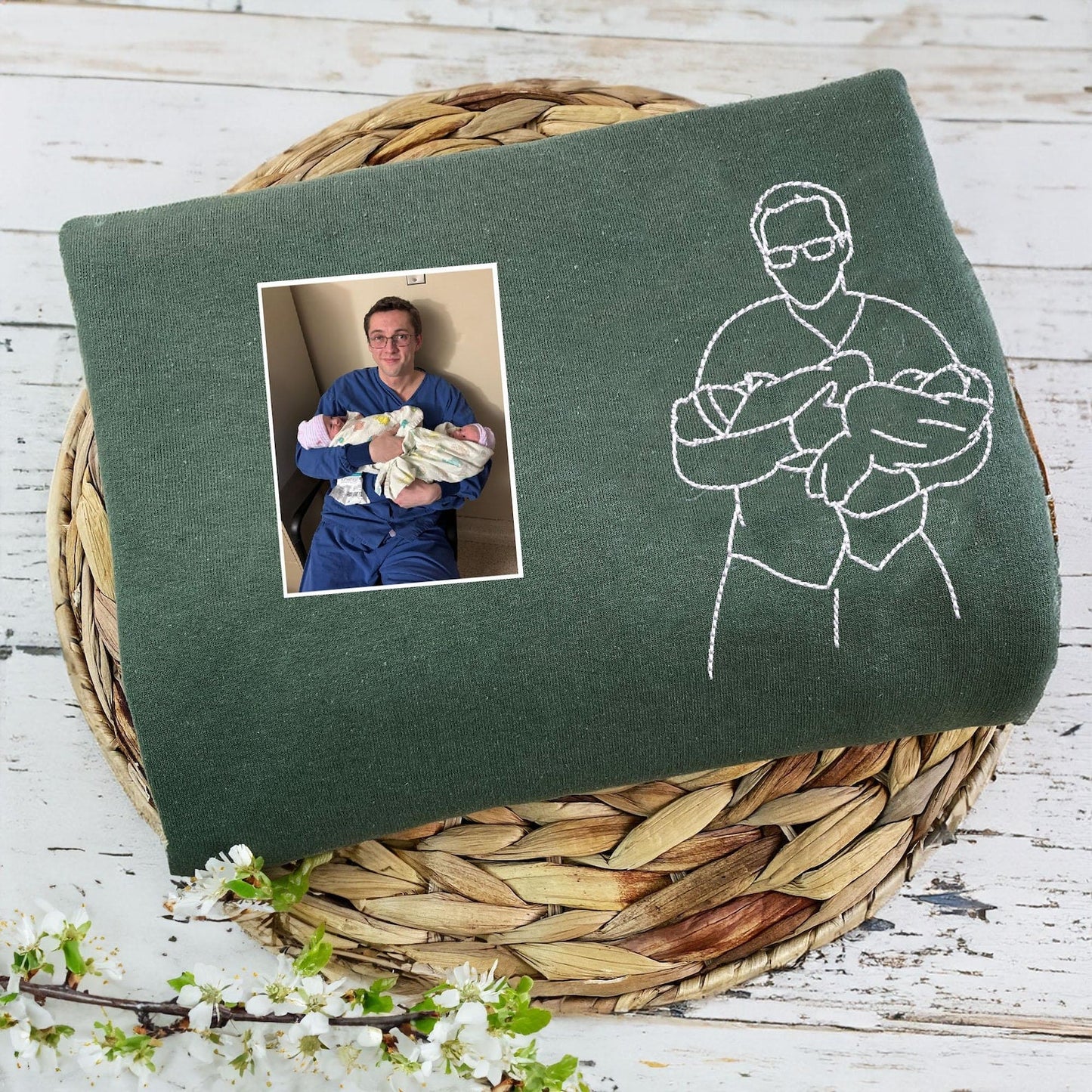 Felpa Con Ricamo Raffigurante Il Profilo Di Papà E Figlia | Felpe Personalizzate Per Papà | Felpa Con Cappuccio Personalizzata Con Ritratto Di Papà | Regali Per La Festa Del Papà