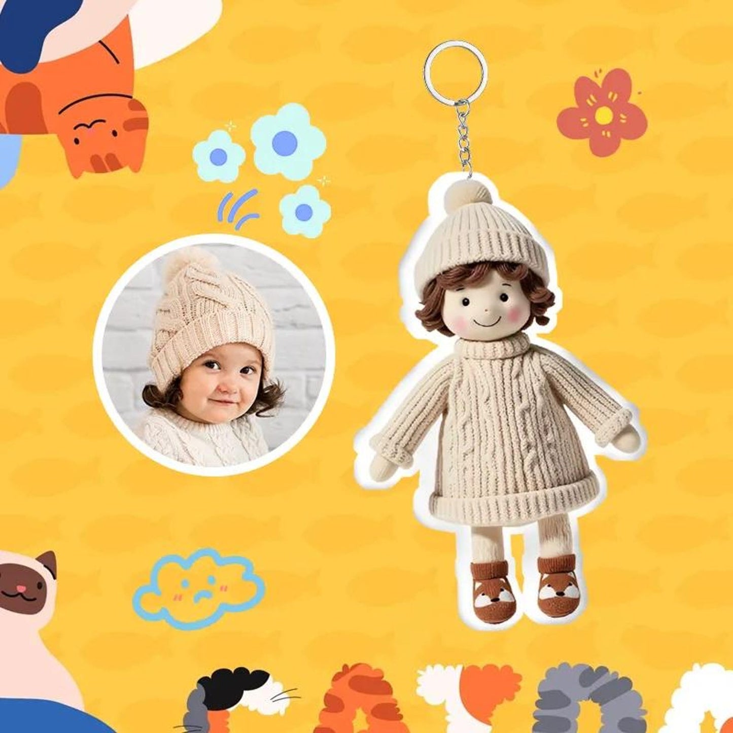 Bambole personalizzate, regali di Natale, portachiavi con bambola di peluche con foto personalizzata, regalo per lei