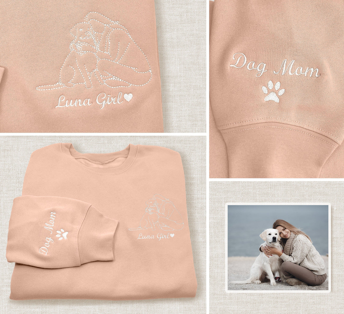 Felpa con ricamo per animali domestici, felpa con cappuccio con ricamo a forma di muso di cane, felpa personalizzata con foto di mamma di cane, felpe con cappuccio per cani