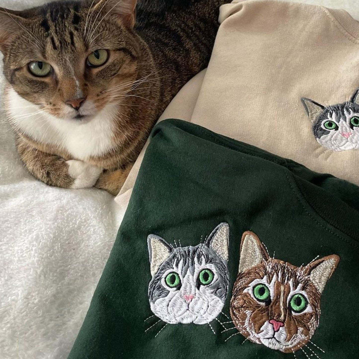 Felpa personalizzata con ricamo per animali domestici con la tua foto, cane/gatto personalizzato con ricamo fotografico, felpa con cappuccio/scollo rotondo personalizzata, regalo di compleanno/felpa per animali domestici/regalo