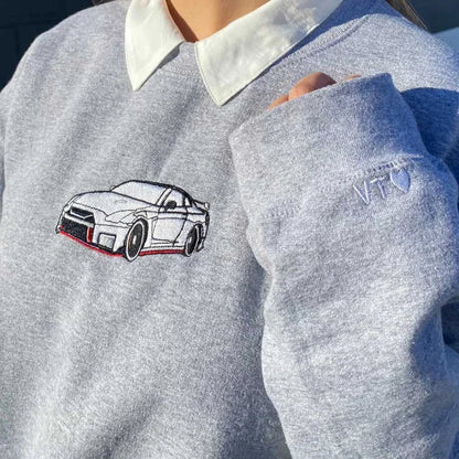 Felpa con cappuccio per auto personalizzata ricamata, foto di auto ricamata, felpa con cappuccio per auto personalizzata
