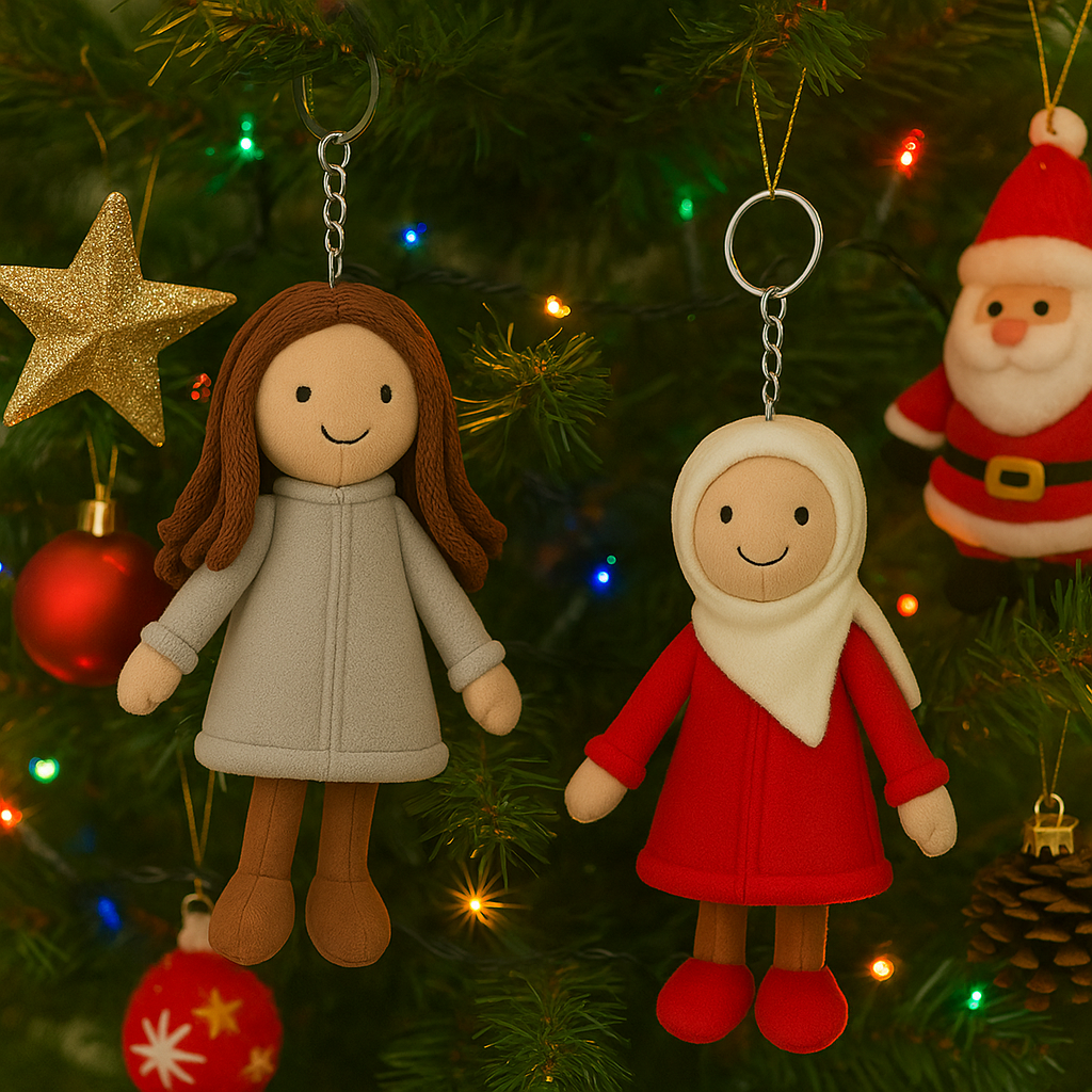 Portachiavi/cuscino di peluche 3D personalizzato con foto della sorella