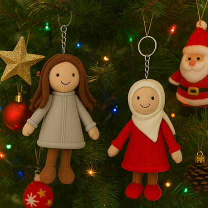 Portachiavi/cuscino di peluche 3D personalizzato con foto della sorella